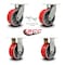 Service Caster 8 Inch Heavy Duty Red Poly on Cast Iron Caster Swivel Locks 2 Rigid SCC, 2PK SCC-KP92S830-PUR-RS-BSL-2-R-2 - alternate 4